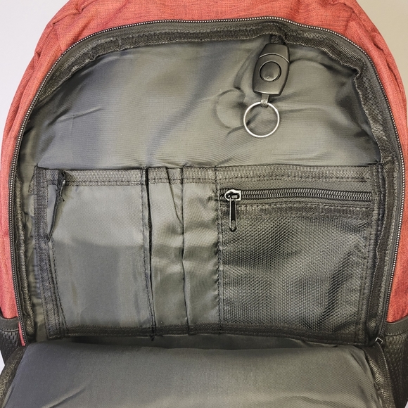 NWT Monsdle Travel Laptop Backpack With USB Charging Port in Red & Black - Picture 10 of 13